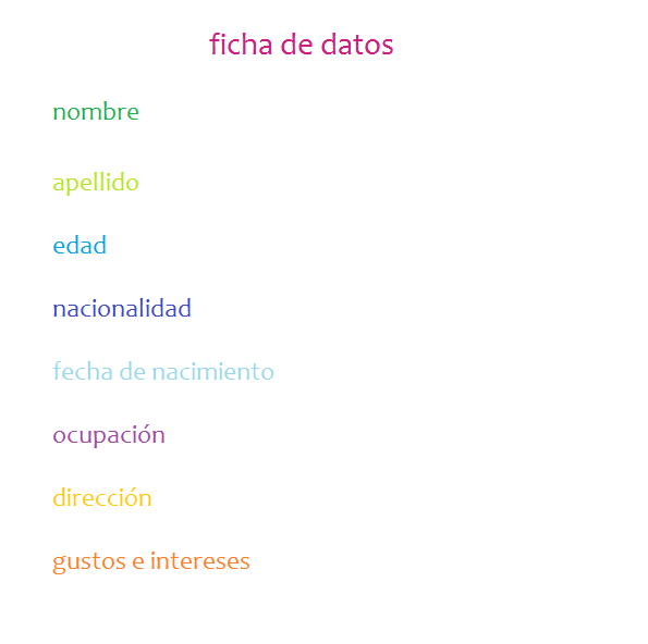ficha de datos sin respuestas