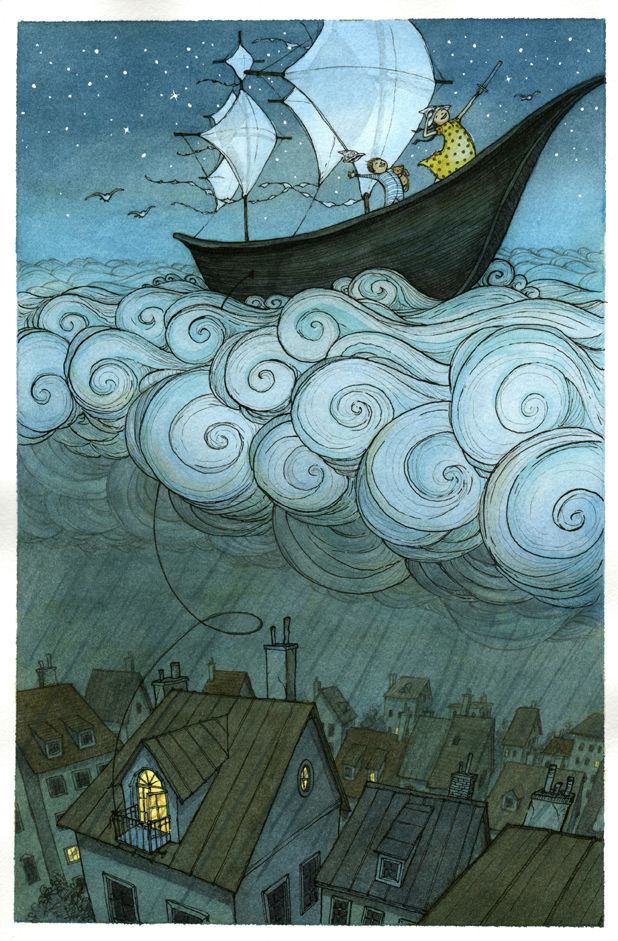 Kids boat on the clouds by Eliza Wheeler
