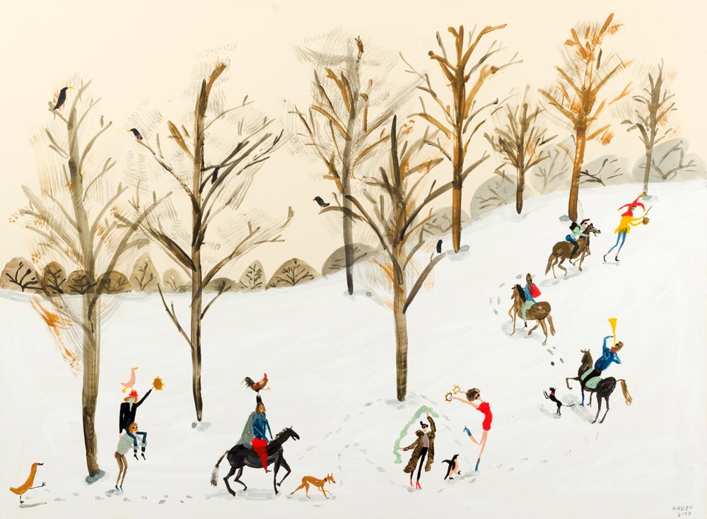 Kirsten-Sims-Trying-to-Leave-the-Party-Quietly-2016.-Mixed-media-on-board.-490-x-640-mm